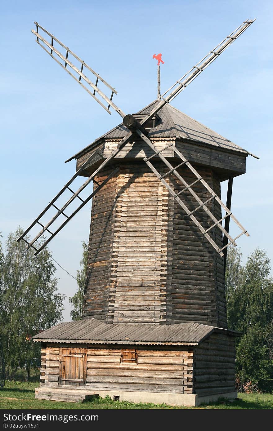 Old wooden windmill in Suzdal Russia