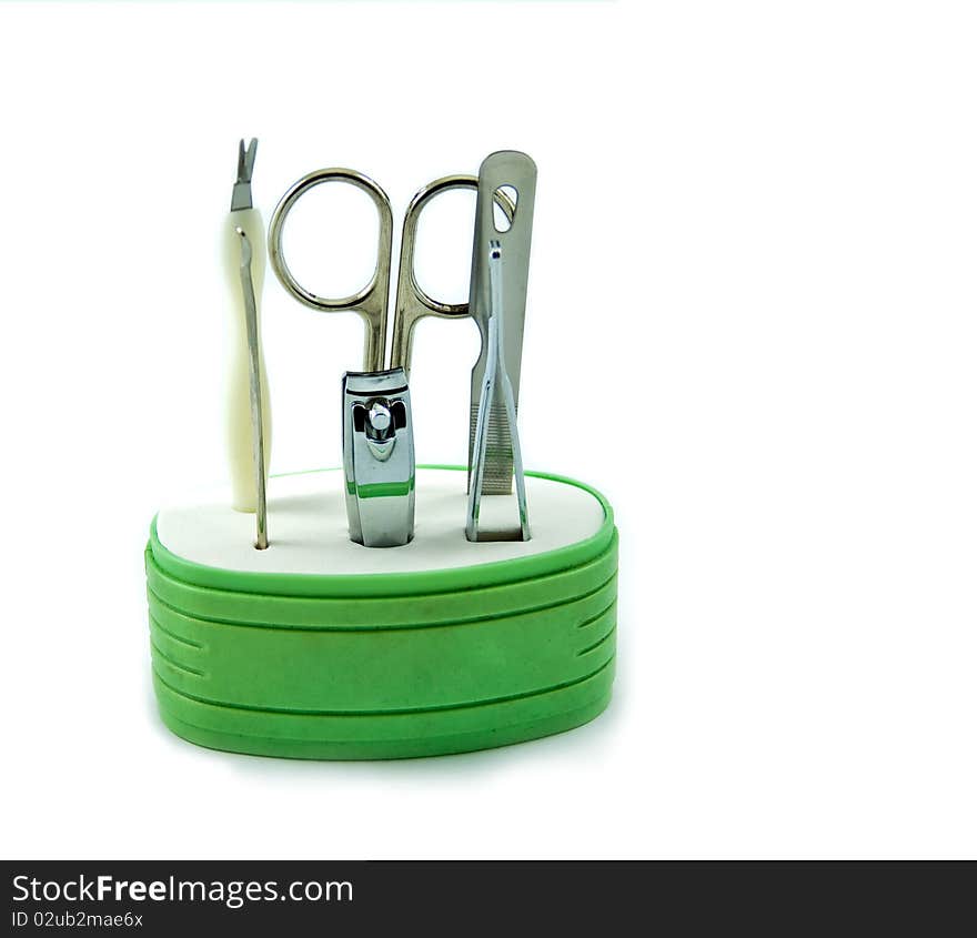 Package of fingernail treatment tool on white background