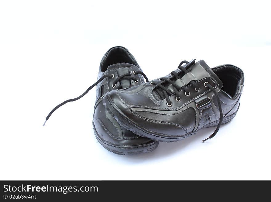 Grey Men's leather shoes isolation. Grey Men's leather shoes isolation