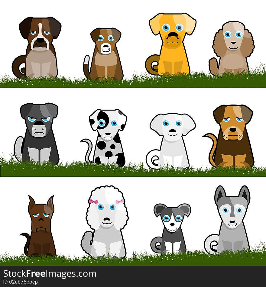 Set of cute dogs vector