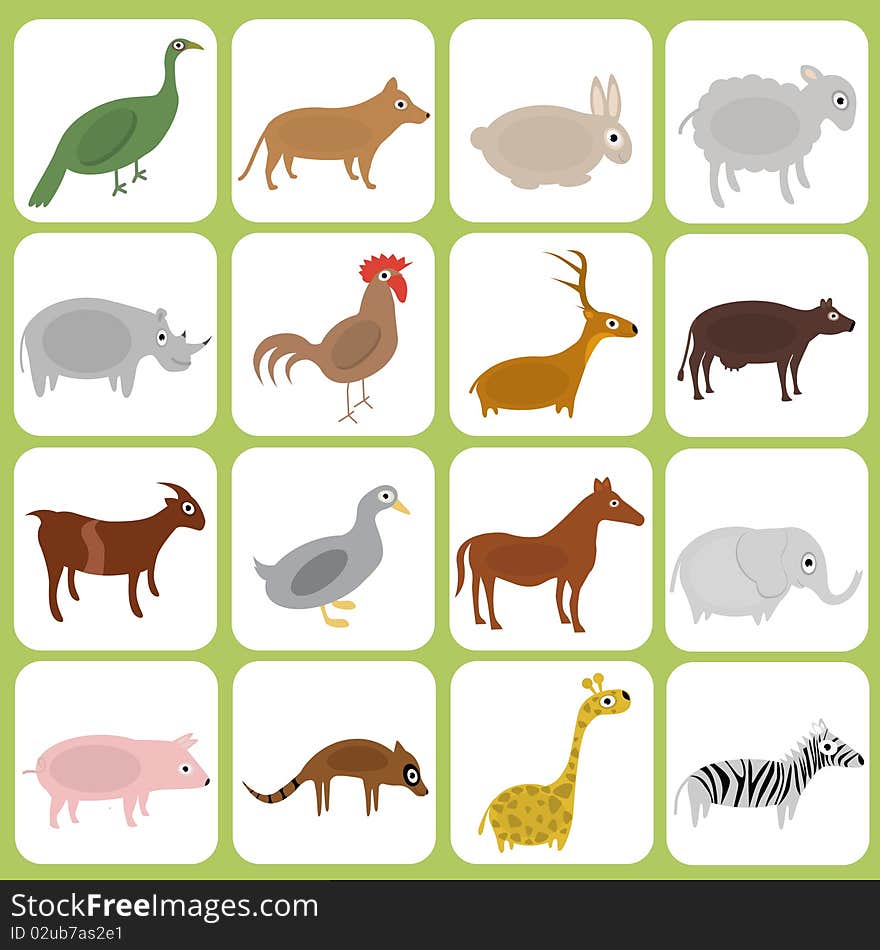 Set of animal icons vector