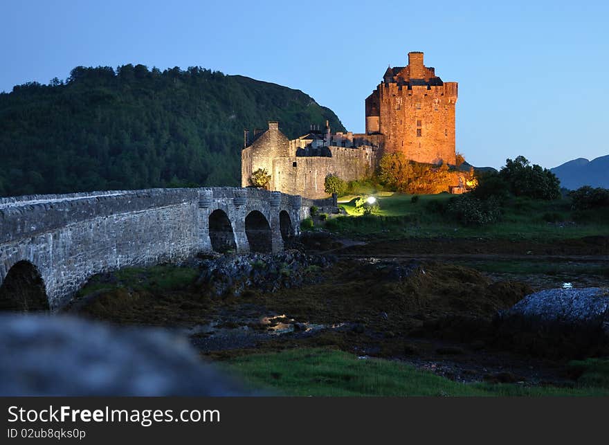 Night view of Elian Donan Castle, Dornie, Scotland