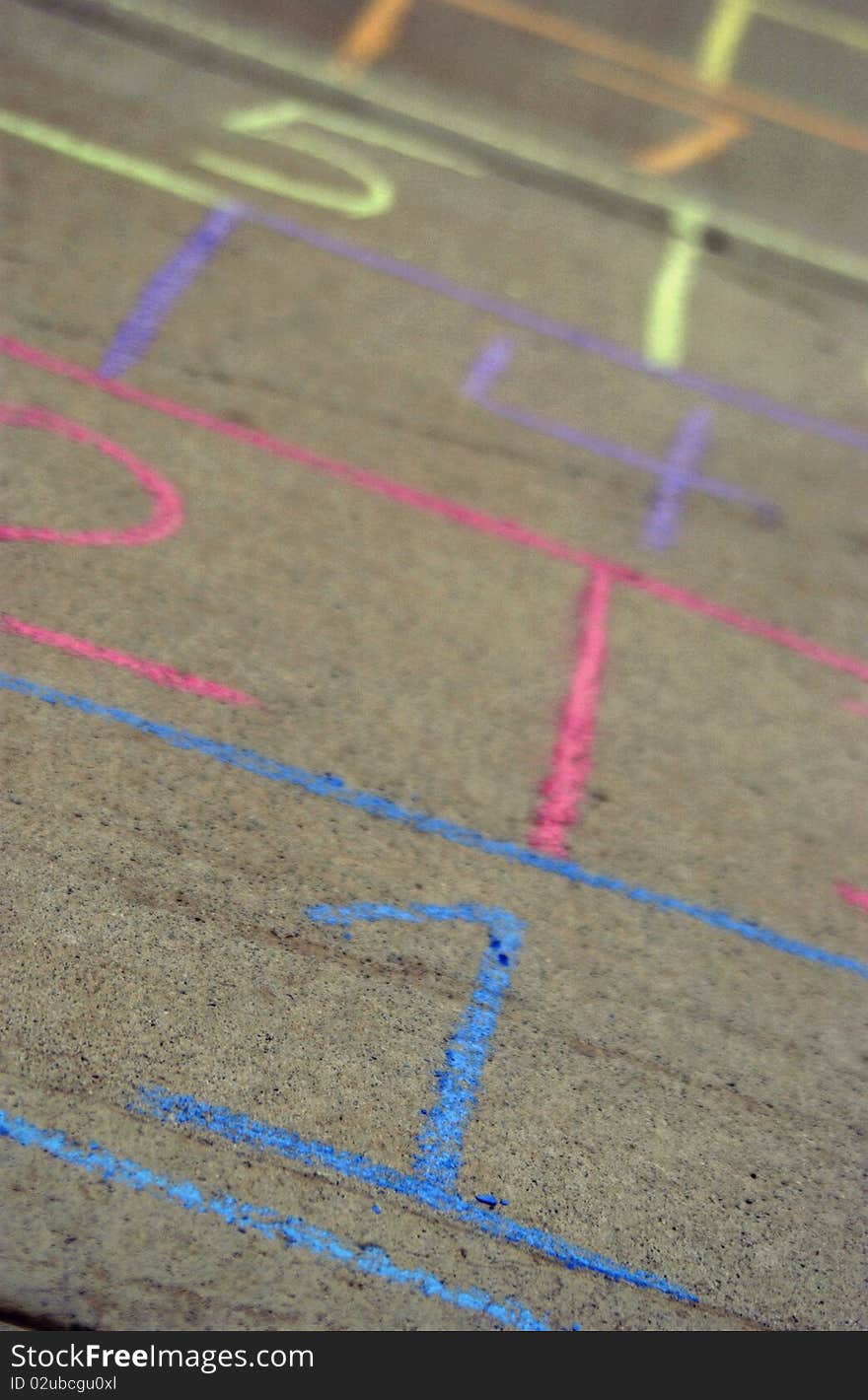 Close up of hopscotch drawn on pavement