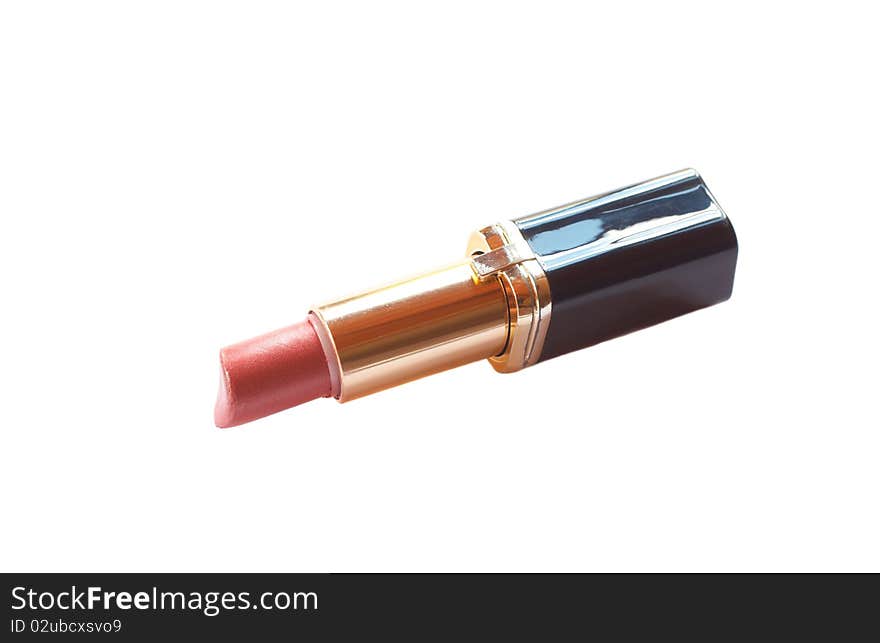 Pink lipstick isolated on white background