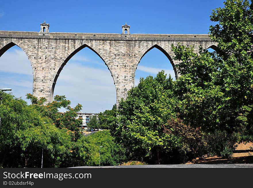 The historic architecture water in Lisbon was built in 18 century, Portugal