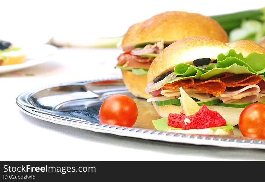 Delicious healthy sandwiches, studio photo