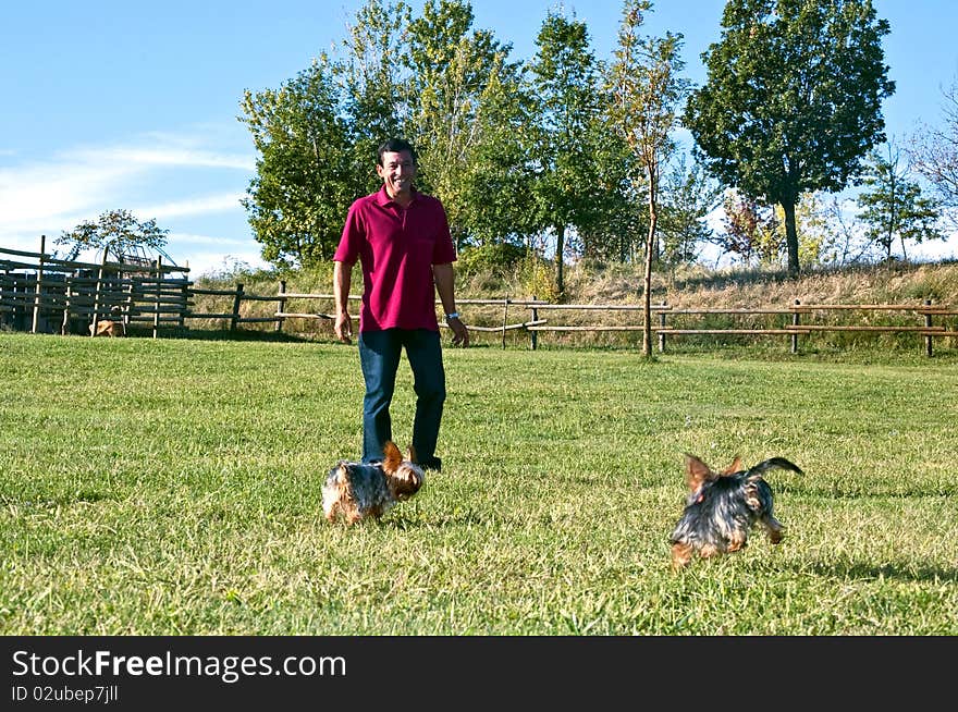 Man walks with his dog 1