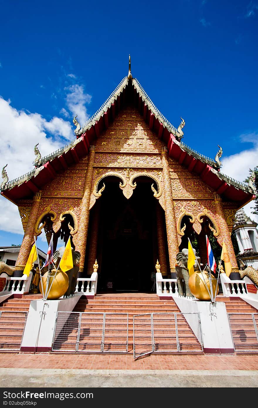 Front view of thai temple,Chiangr ai,Thailand. Front view of thai temple,Chiangr ai,Thailand