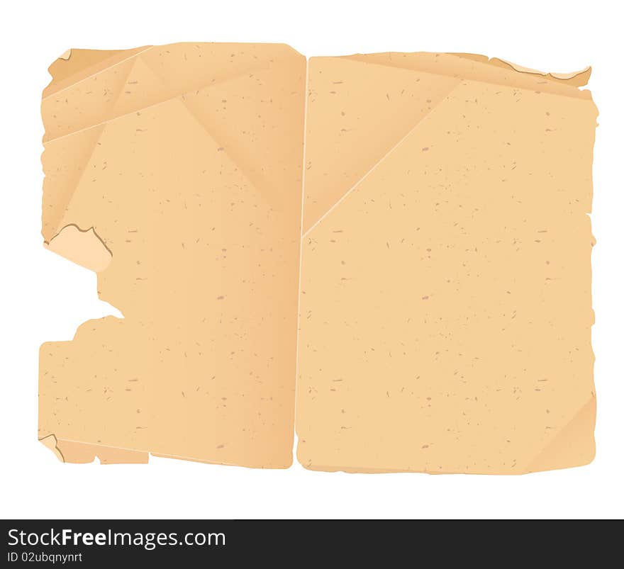 An isolated sheet of an aged paper. An isolated sheet of an aged paper