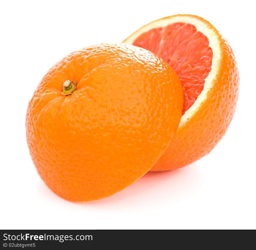 Half of orange isolated on white background