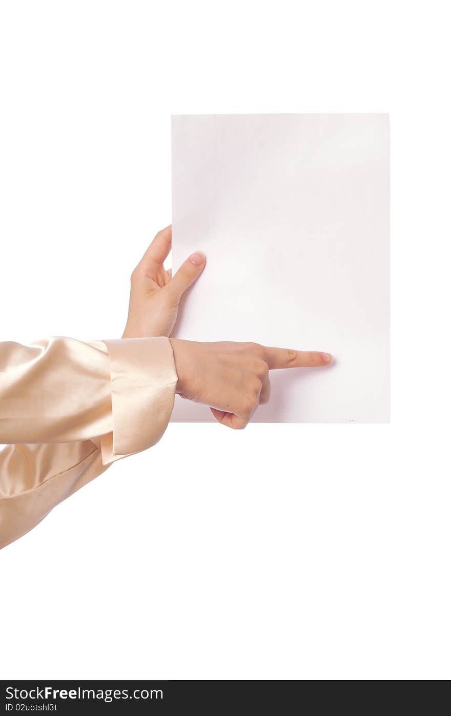 The worker holds the white blank paper in the hand