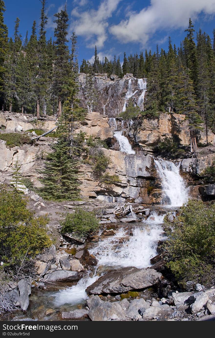 Waterfall In The Rocky Mountains