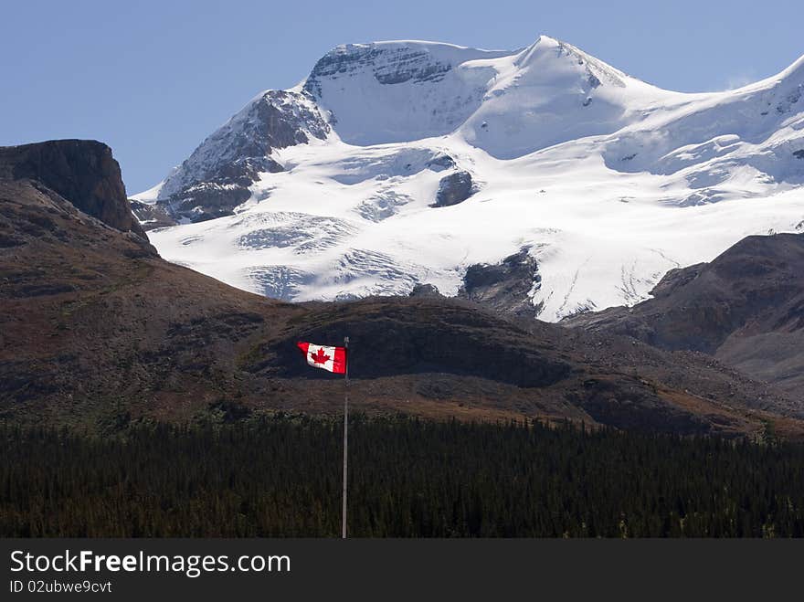 Icefield and Canadian flag