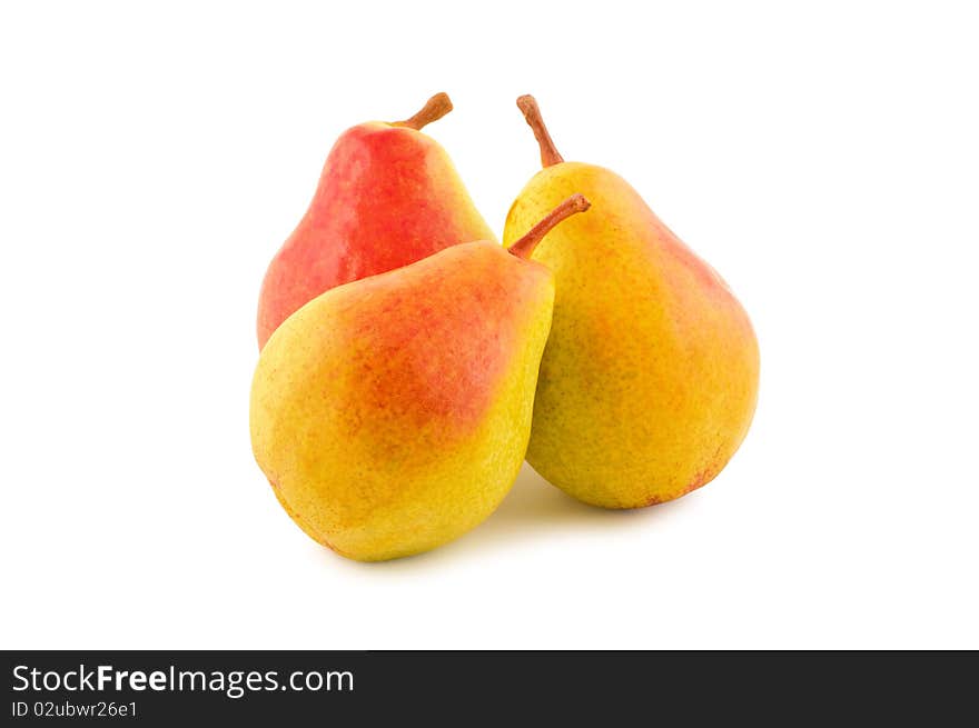 Ripe pears isolated on white.