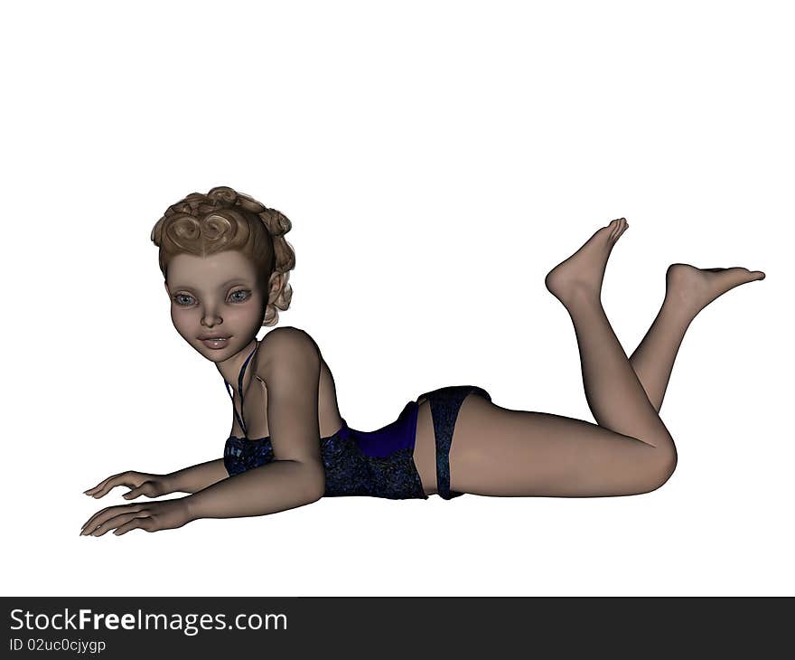 3D Render Female Pin Up Pose