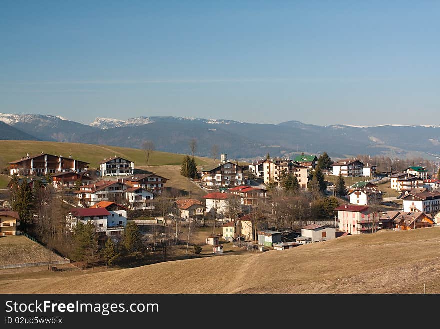 Mountains with houses