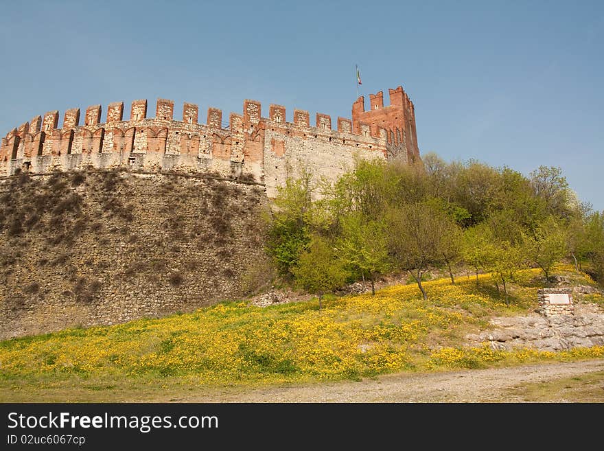 Castle with flowers in italy