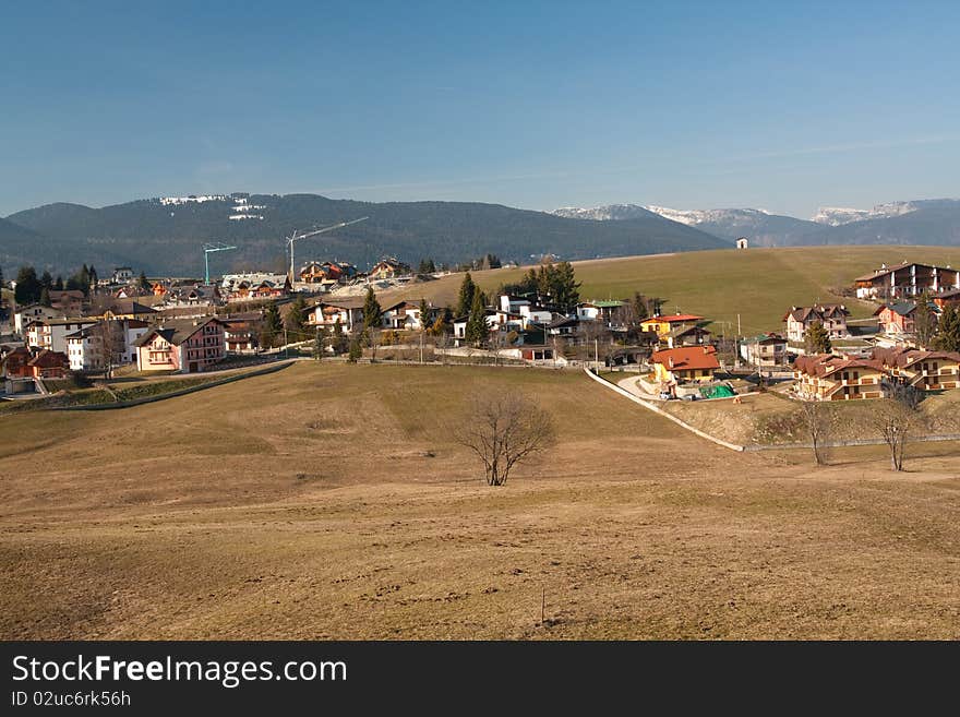 Mountains with houses