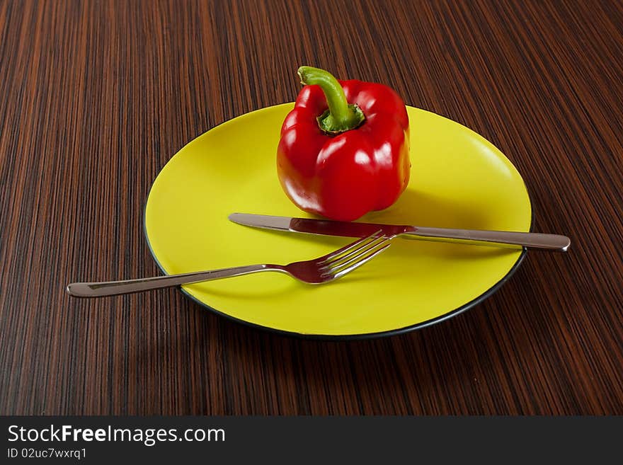 Vegetables on green plate