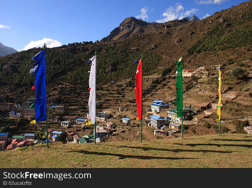 Flags in the Himalayas