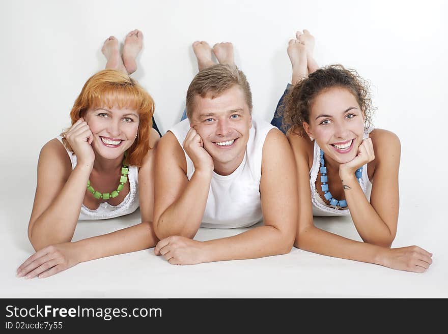 Happy family, parents with their grown-up daughter.