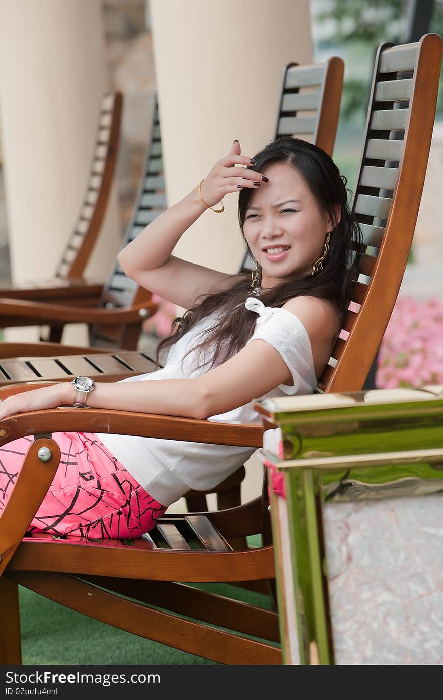 Asian woman tooth smile,in summer.