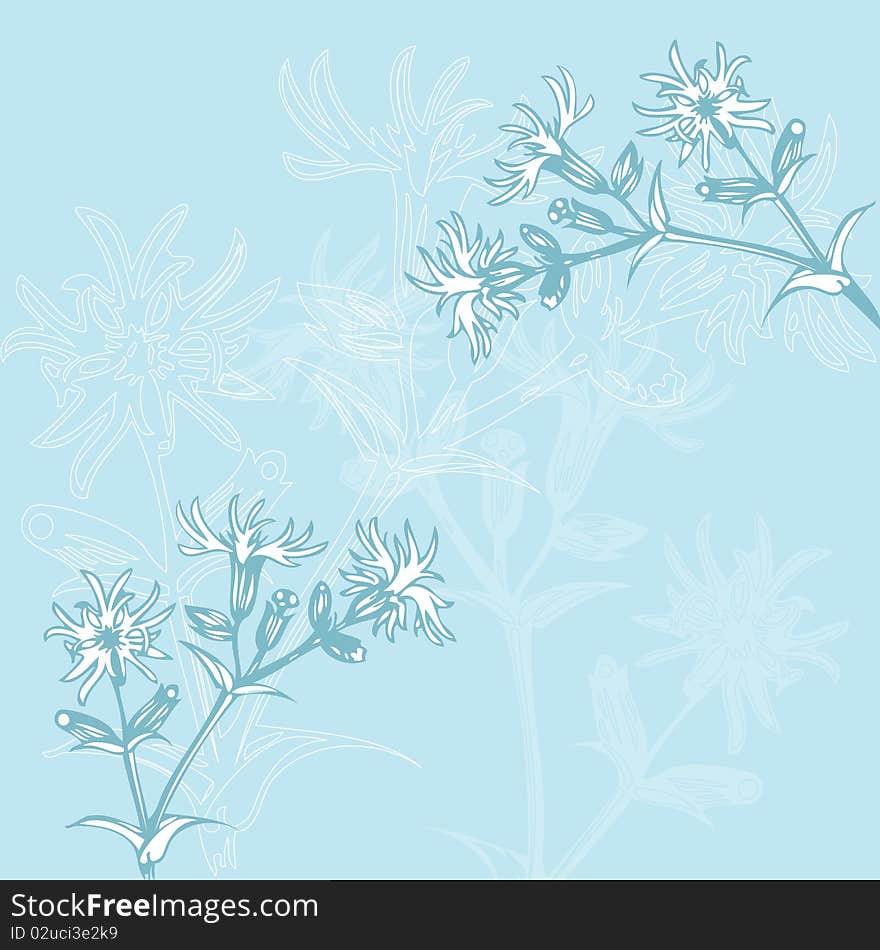 Vintage blue oriental floral background. Vintage blue oriental floral background