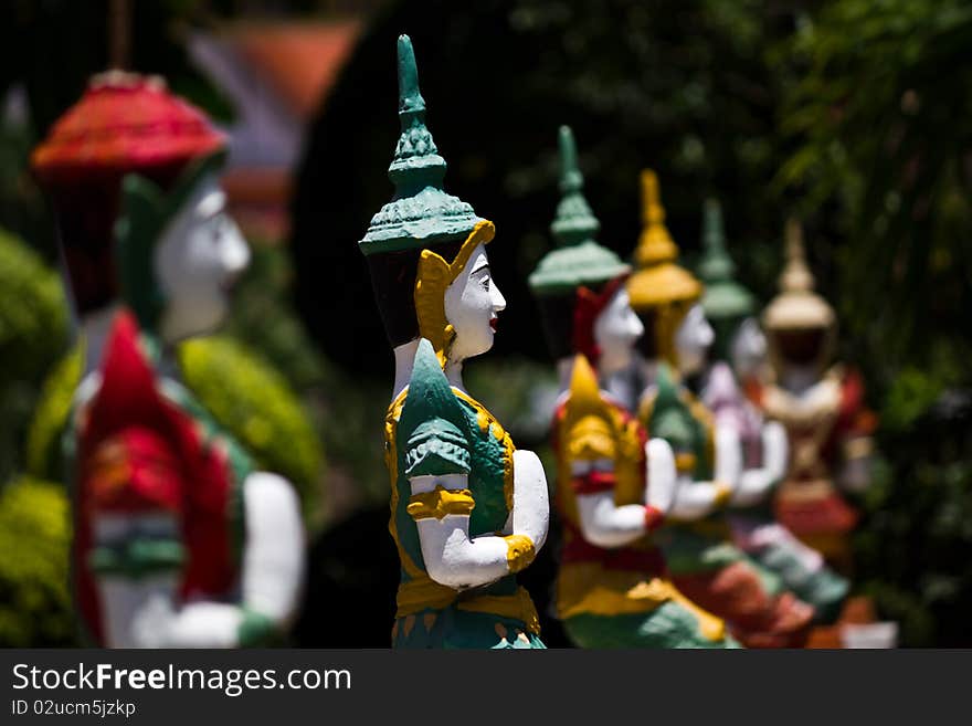 Deva in traditional Thai style decoration in Temple