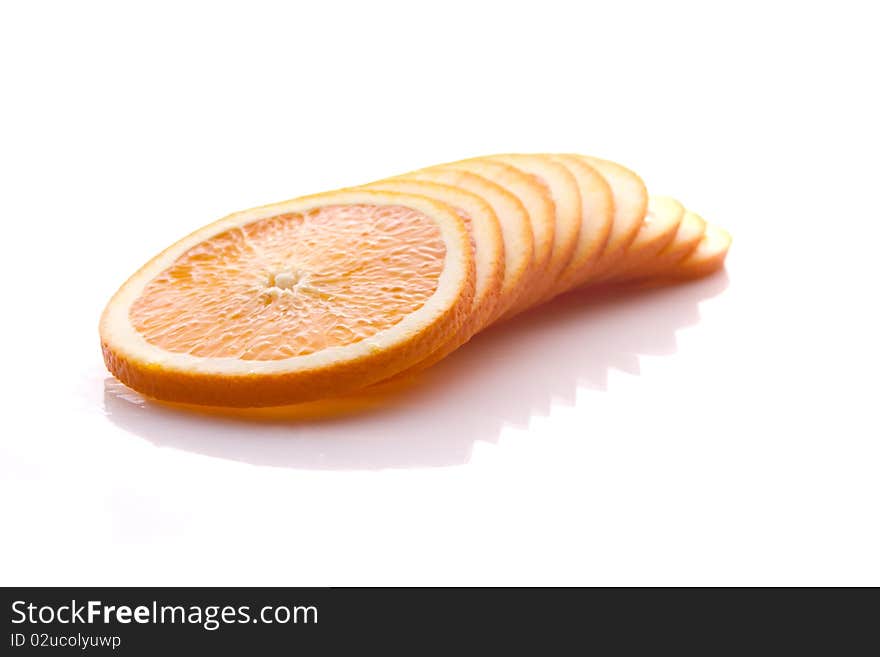 Sliced orange on a white. Sliced orange on a white