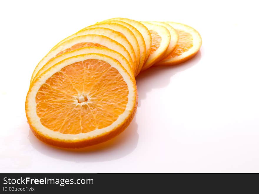 Sliced orange on a white. Sliced orange on a white