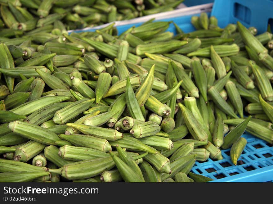 Okra on sale at an Indian Market.