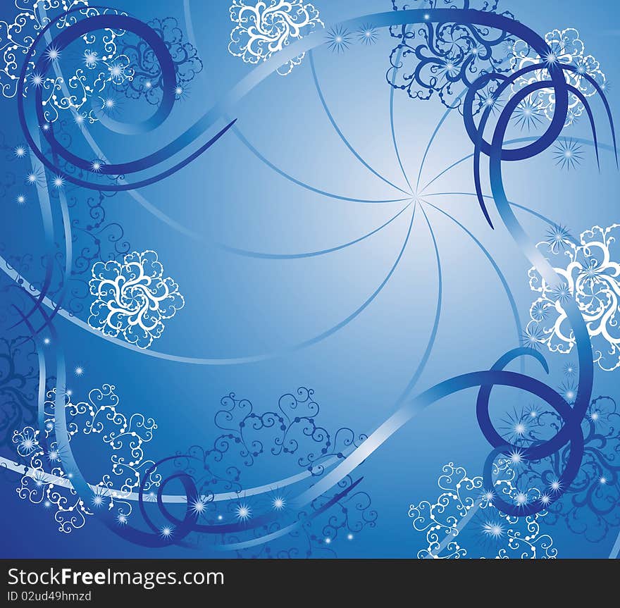 Blue christmas background with snowflakes, illustration for design