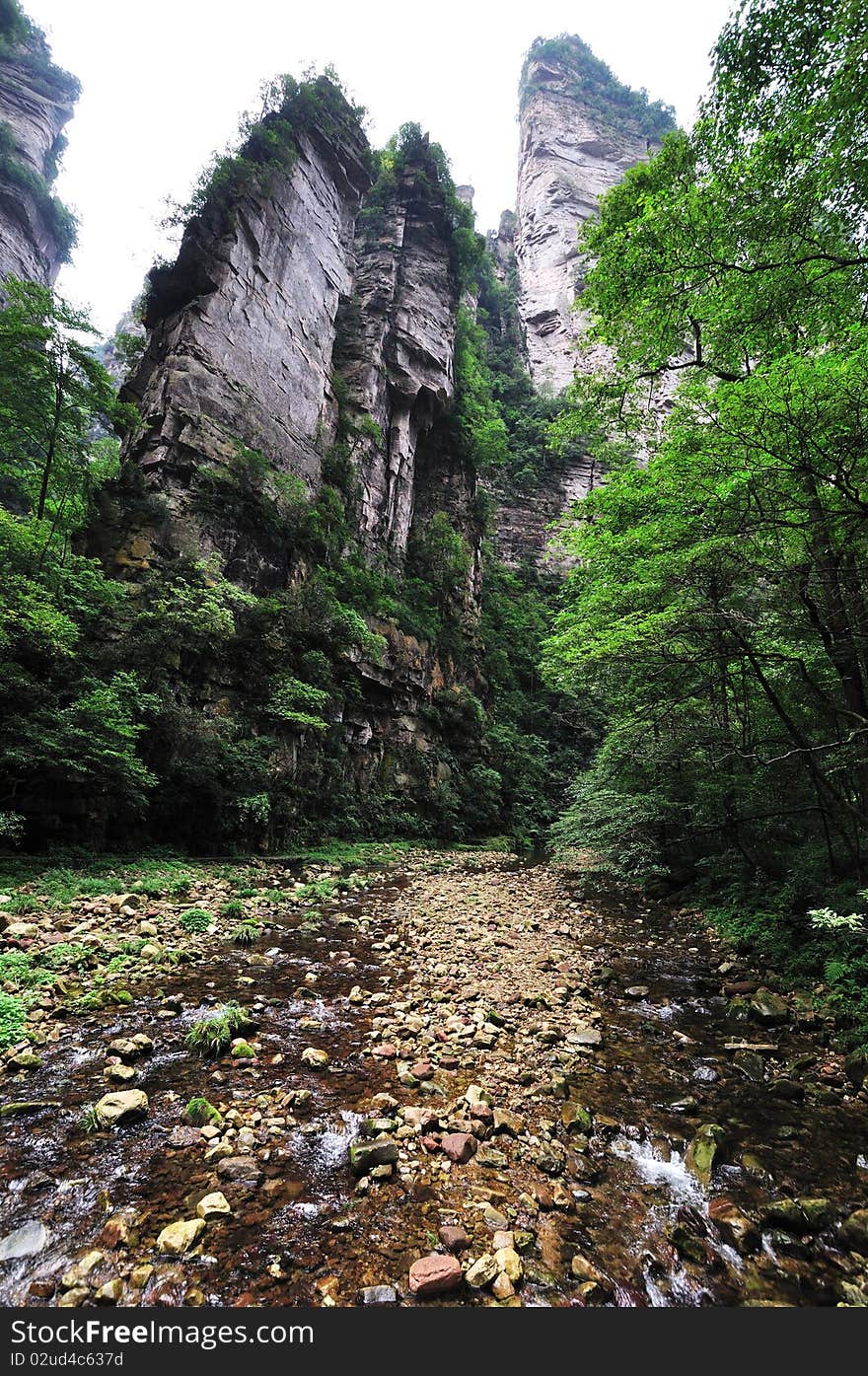 Brook between mountains