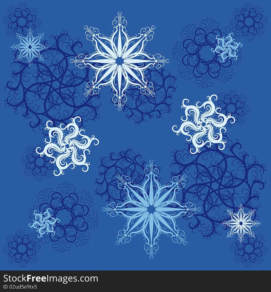 Seamless Pattern Of Snowflakes