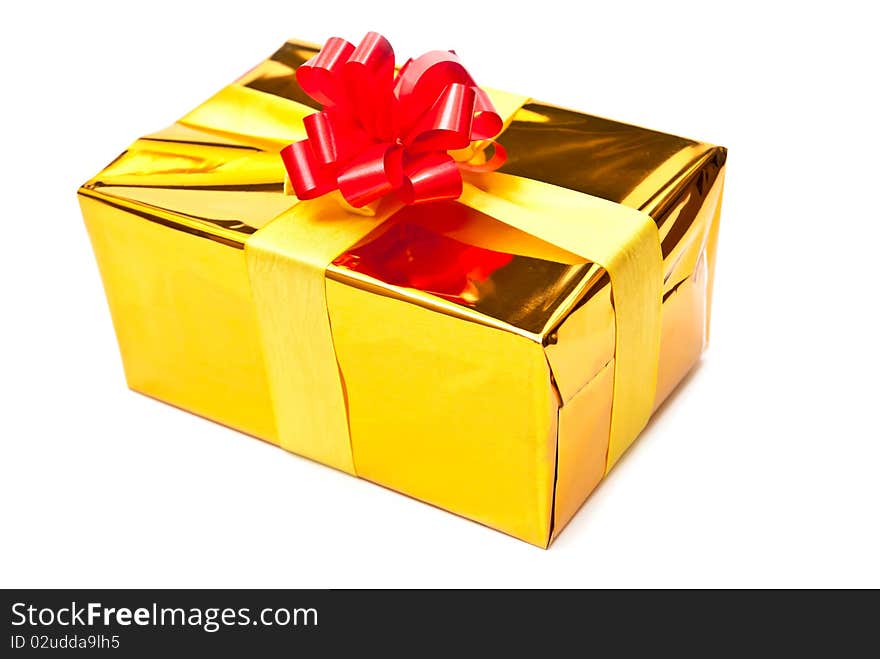 Golden Gift Box With Bow