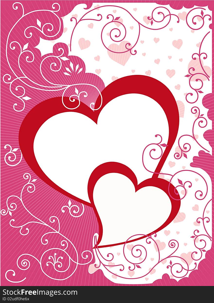 Illustration composition design for Valentine or wedding card