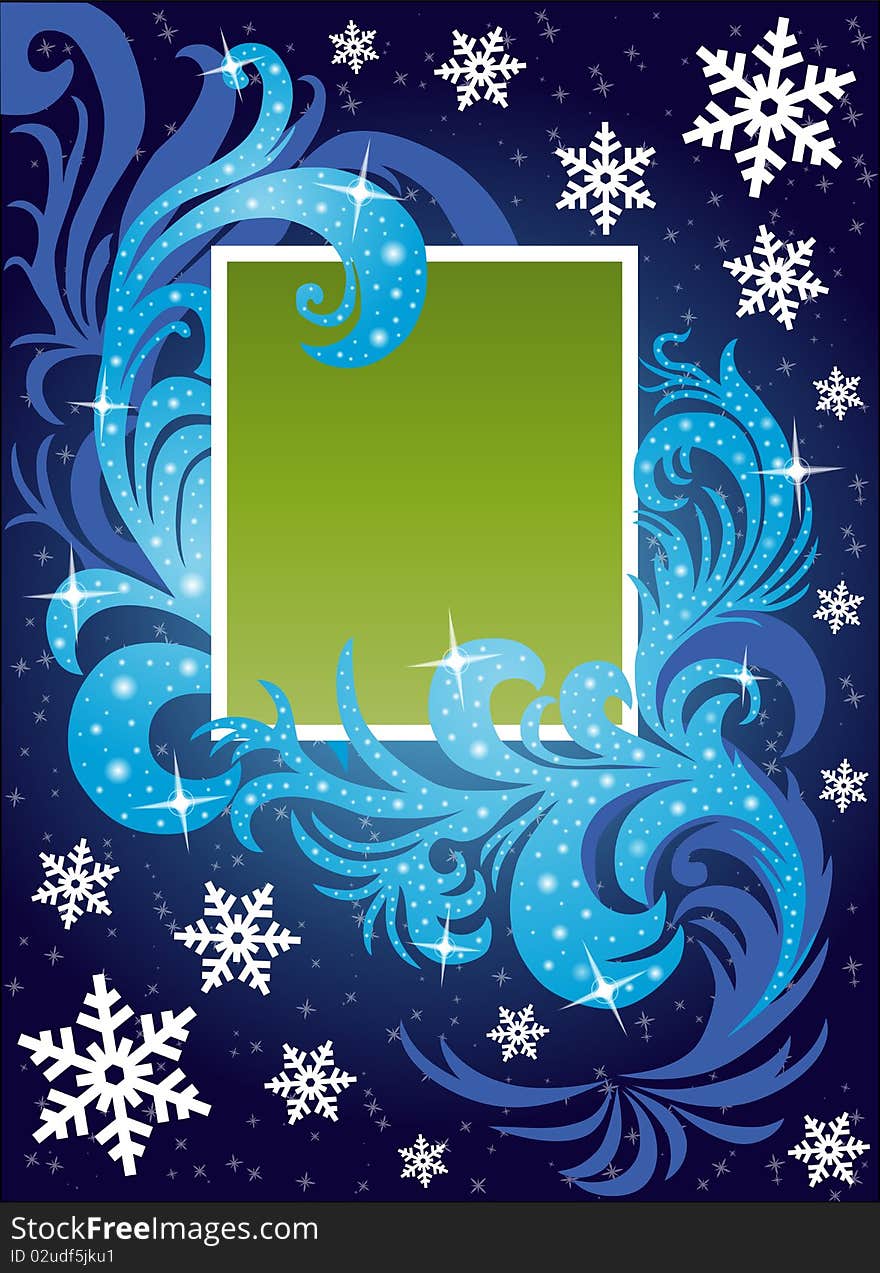 Christmas frame with snowflakes and element for design, vector illustration. Christmas frame with snowflakes and element for design, vector illustration