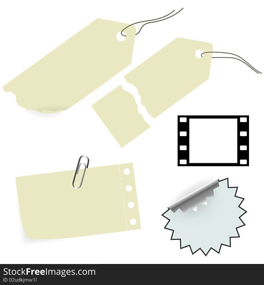 Vector set of tags isolated over white