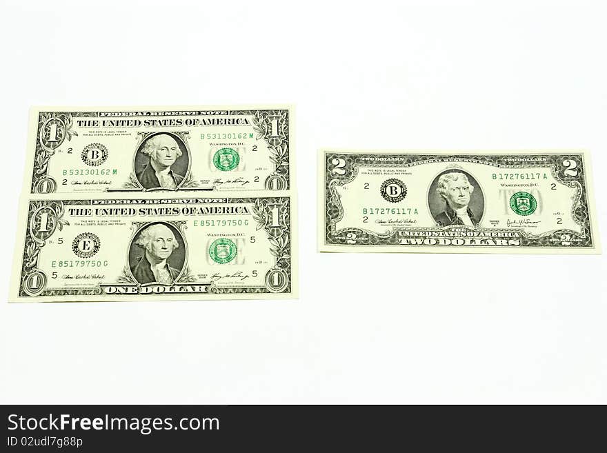 Replacement of small banknotes of USA on big. Replacement of small banknotes of USA on big