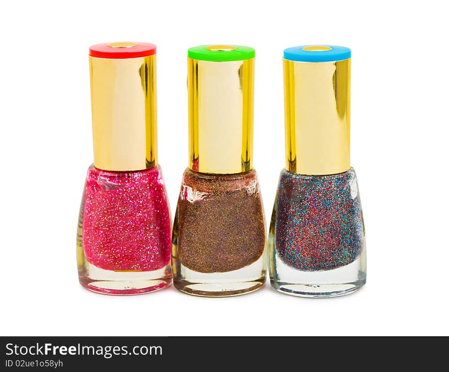 Multicolored nail polish bottles