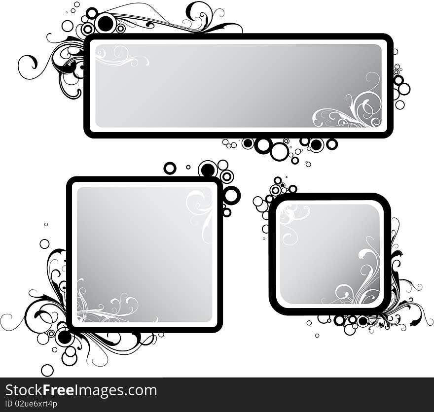 Three simple grey banners with elements of ornament. Three simple grey banners with elements of ornament