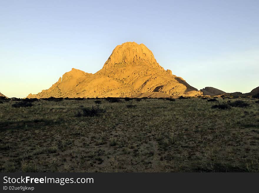 Sunrise over Spitzkoppe mountain in Namibia