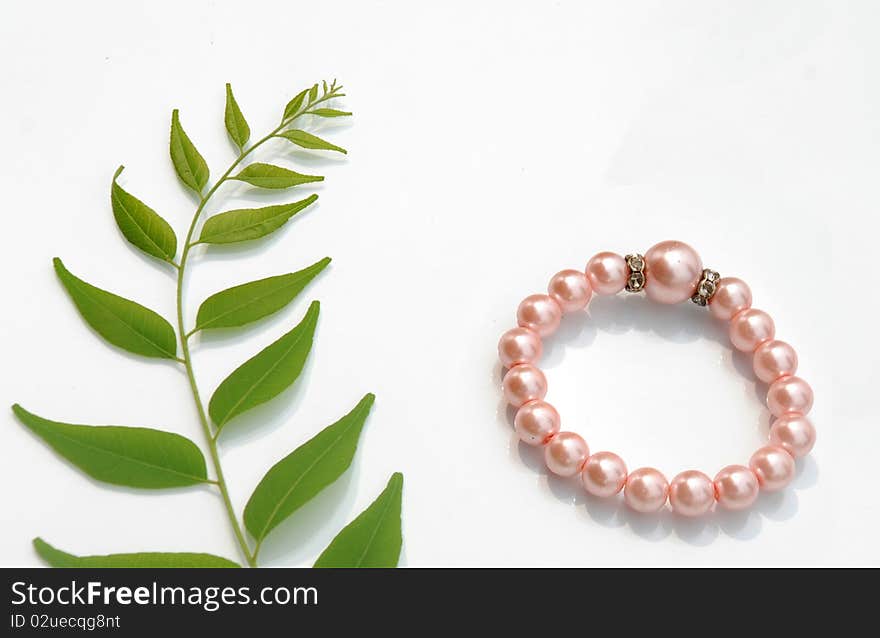 Pearls bracelet isolated on white