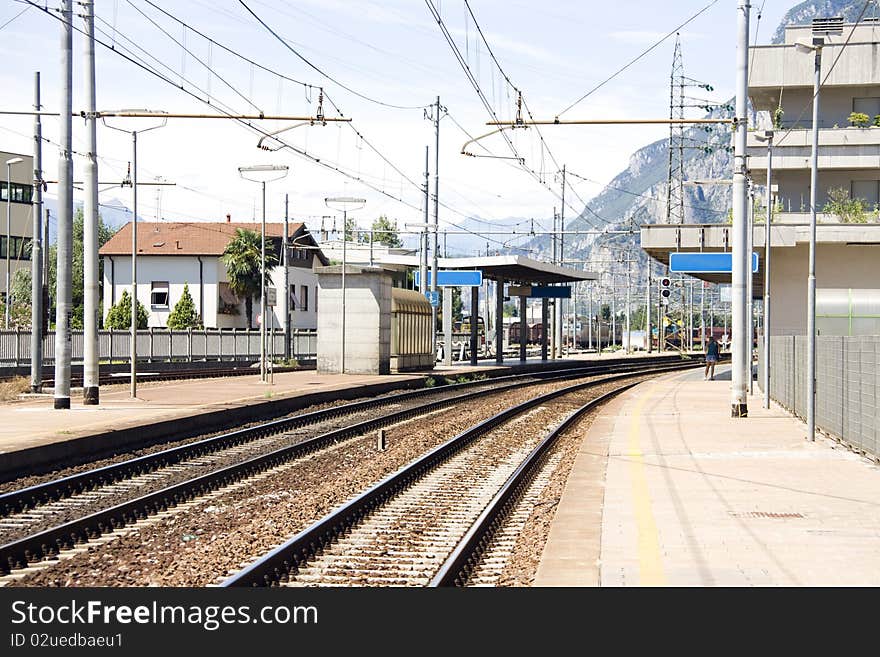 Landscape of little rail station in the mountain village. Landscape of little rail station in the mountain village