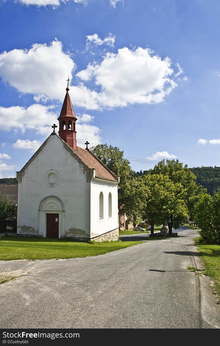 A small chapel by the road. . A small chapel by the road.