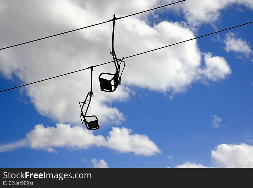 Empty Ski lift chairs in Austria.