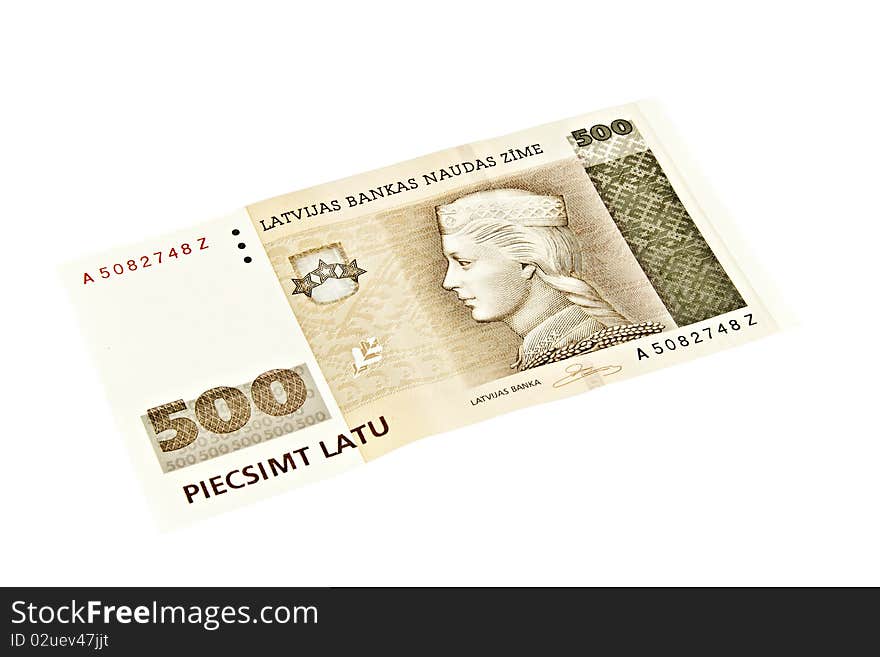 Latvian State five hundred lats banknotes.