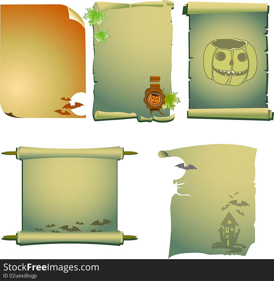 Depicts a set of paper for records on Halloween. Depicts a set of paper for records on Halloween