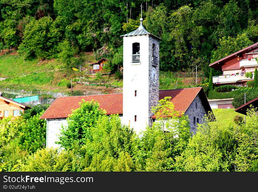 Old stone church in Switzerland