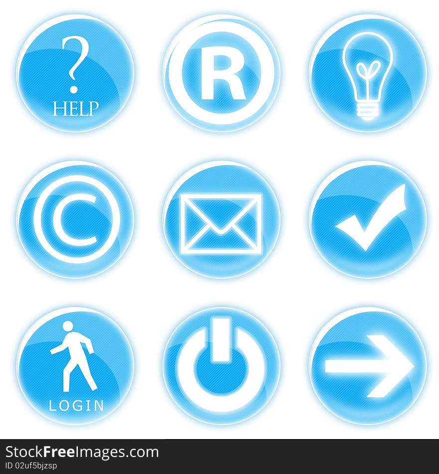 Set of (blue) web icons. Set of (blue) web icons